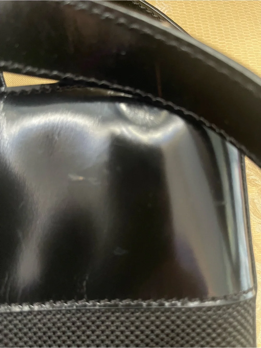 Celine Black Nylon  Tote with patent leather Trim